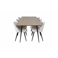 Silar Dining Table - 180 cm - "Wood Look"  Melamine / Black Legs, Velvet Dining Chair Corduroy - Beige / Black_6