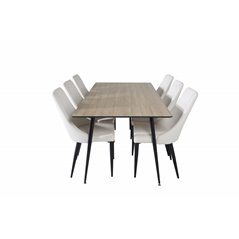 Silar Dining Table - 180 cm - "Wood Look"  Melamine / Black Legs, Leone Dining Chair - Beige / Black_6