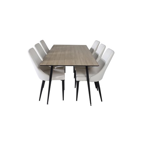 Silar Dining Table - 180 cm - "Wood Look"  Melamine / Black Legs, Leone Dining Chair - Beige / Black_6