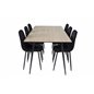 Silar Dining Table - 180 cm - "Wood Look"  Melamine / Black Legs, Polar Diamond Dining Chair - Black Legs - Black Velvet_6