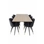 Silar Dining Table - 180 cm - "Wood Look"  Melamine / Black Legs, Velvet Dining Chair w, Stiches - PU - Black / Black_6