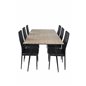 Silar Dining Table - 180 cm - "Wood Look"  Melamine / Black Legs, Slim High Back Dining Chair - Black Legs - Black PU_6