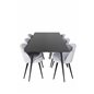 Silar Dining Table - 180 cm - Black Melamine / Black Legs, Velvet Dining Chair Corduroy - Light Grey / Black_6