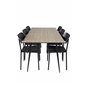 Silar Dining Table - 180 cm - "Wood Look"  Melamine / Black Legs, Polly Dining Chair - Black / Black_6