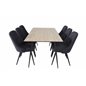 Silar Dining Table - 180 cm - "Wood Look"  Melamine / Black Legs, Velvet Deluxe Dining Chair - Black Legs - Black Fabric_6
