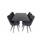 Silar Dining Table - 180 cm - Black Melamine / Black Legs, Velvet Deluxe Dining Chair - Black Legs - Black Fabric_6