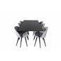 Silar Dining Table - 180 cm - Black Melamine / Black Legs, Velvet Dining Chair - Light Grey / Black_6