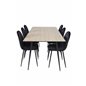 Silar Dining Table - 180 cm - "Wood Look"  Melamine / Black Legs, Polar Dining Chair - Black legs / Black Velvet (ersätter 19902