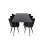 Silar Dining Table - 180 cm - Black Melamine / Black Legs, Velvet Dining Chair Brass - Black / Black_6