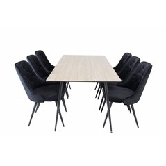 Silar Dining Table - 180 cm - "Wood Look"  Melamine / Black Legs, Velvet Deluxe Dining Chair - Black / Black_6