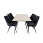 Silar Dining Table - 180 cm - "Wood Look"  Melamine / Black Legs, Velvet Deluxe Dining Chair - Black / Black_6