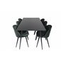 Silar Dining Table - 180 cm - Black Melamine / Black Legs, Velvet Dining Chair - Green / Black_6