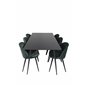 Silar Dining Table - 180 cm - Black Melamine / Black Legs, Velvet Dining Chair - Green / Black_6