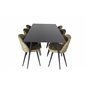 Silar Dining Table - 180 cm - Black Melamine / Black Legs, Velvet Dining Chiar - Black legs -  Dusty Green Velvet_6