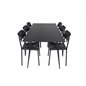 Silar Dining Table - 180 cm - Black Melamine / Black Legs, Polly Dining Chair - Black / Black_6