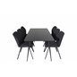 Silar Dining Table - 180 cm - Black Melamine / Black Legs, Gemma  Dining Chair - Black Legs - Black Fabric_6