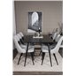 Silar Dining Table - 180 cm - Black Melamine / Black Legs, Velvet Deluxe Dining Chair - Black Legs - Light Grey Fabric_6