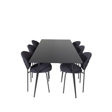 Silar Spisebord - 180 cm - Sort Melamin / Sorte Ben, Vault Dining Chair - Sorte Ben - Sort Stof_6