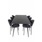 Silar Dining Table - 180 cm - Black Melamine / Black Legs, Vault Dining Chair - Black Legs - Black Fabric_6