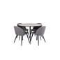 Silar Dining Table - Round 100 cm - "Wood Look" Melamine / Black Legs+Velvet Stitches Chair - Black / Grey Micro Fibre_4