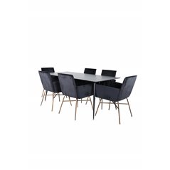 Silar Dining Table - 180 cm - Black Melamine / Black Legs+Pippi Chair - Distressed Copper / Black Velvet_6