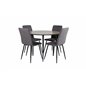 Silar Dining Table - Round 100 cm - "Wood Look" Melamine / Black Legs+Windu Lyx Chair - Black / Grey Micro Fibre_4