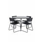 Silar Dining Table - Round 100 cm - Black Melamine / Black Legs+Kenth Chair - Black / Black PU_4