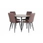 Silar Dining Table - Round 100 cm - "Wood Look" Melamine / Black Legs+Windu Lyx Chair - Black / Brown Micro Fibre_4