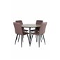 Silar Dining Table - Round 100 cm - "Wood Look" Melamine / Black Legs+Windu Lyx Chair - Black / Brown Micro Fibre_4