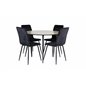 Silar Dining Table - Round 100 cm - "Wood Look" Melamine / Black Legs+Windu Lyx Chair - Black / Black Velvet_4