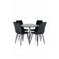 Silar Dining Table - Round 100 cm - Black Melamine / Black Legs+Windu Lyx Chair - Black / Black Velvet_4