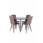 Silar Dining Table - Round 100 cm - Black Melamine / Black Legs+Windu Lyx Chair - Black / Brown Micro Fibre_4