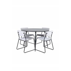 Silar Dining Table - Round 100 cm - Black Melamine / Black Legs+Kenth Chair - Black / Light Grey Velvet_4