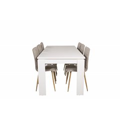 Lind Dining Table 180*90*H78 - White, Windu Lyx Dining Chair - Light Grey / Oak_6