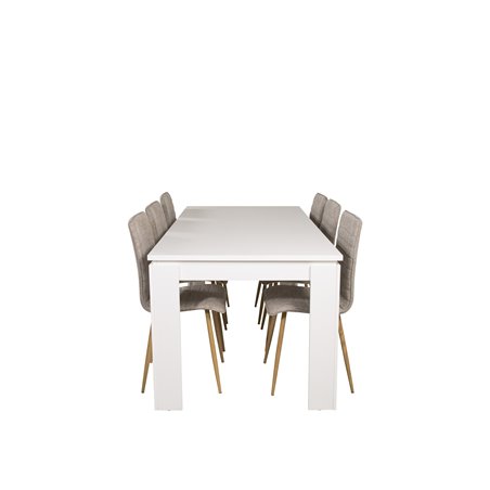 Lind Dining Table 180*90*H78 - White, Windu Lyx Dining Chair - Light Grey / Oak_6