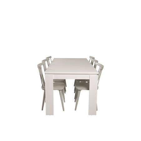 Lind Dining Table 180*90*H78 - White, Mariannelund Windsor Chair - Grey_6