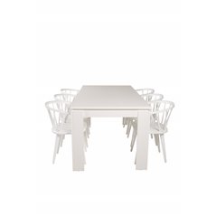 Lind Dining Table 180*90*H78 - White, Bullerbyn Windsor Dining Chair - White_6