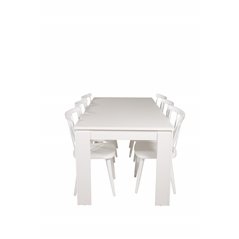 Lind Dining Table 180*90*H78 - White, Mariannelund Windsor Chair - White_6