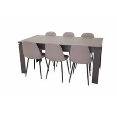 Lind Dining Table 180*90*H78 - Black Oak, Polar Dining Chair - Grey / Black_6