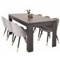 Lind Dining Table 180*90*H78 - Black Oak, Velvet Dining Chair Brass - Light Grey / Black_6