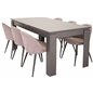 Lind Dining Table 180*90*H78 - Black Oak, Velvet Dining Chair Corduroy - Pink / Black_6