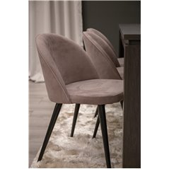 Lind Dining Table 180*90*H78 - Black Oak, Velvet Dining Chair Corduroy - Pink / Black_6