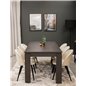 Lind Dining Table 180*90*H78 - Black Oak, Velvet Dining Chair - Beige / Black_6