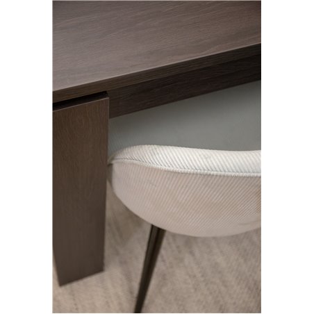 Lind Dining Table 180*90*H78 - Black Oak, Velvet Dining Chair Corduroy - Light Grey / Black_6