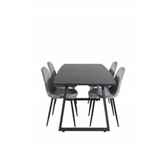 Inca Extentiontable - Black top / black Legs, Polar Dining Chair - Black legs / Light Grey Velvet (ersätter 19902-885)_4