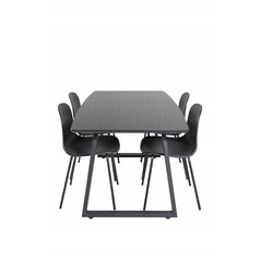 Inca Extentiontable - Black top / black Legs, Arctic Dining Chair - Black Legs - Black Plastic_4