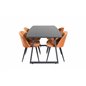 Inca Extentiontable - Black top / black Legs, Velvet Dining Chair - Orange / Black_4