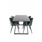 Inca Extentiontable - Black top / black Legs, Velvet Dining Chair - Green / Black_4