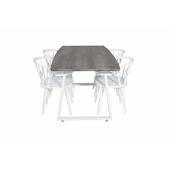 Inca Extentiontable - grey "oak"  / white Legs, Bullerbyn Windsor Dining Chair - White_4