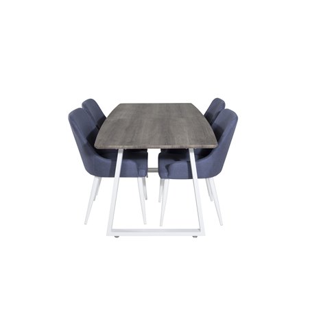 Inca Extentiontable - grey "oak"  / white Legs, Plaza Dining Chair - White Legs - Blue Fabric_4